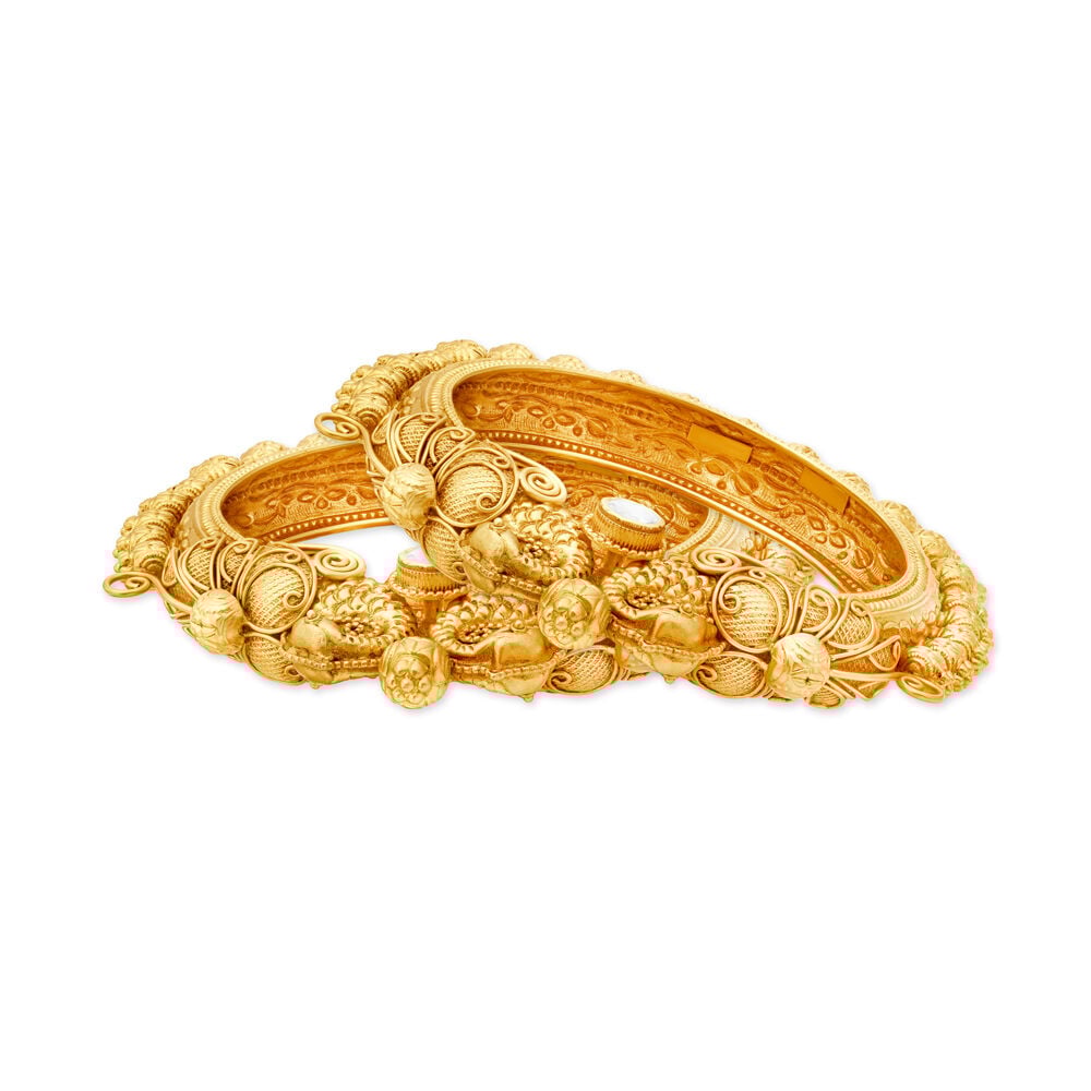 Peacock design gold bangles with price deals