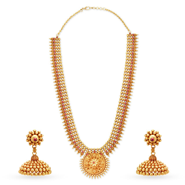 Spectacular Gold Necklace Set for Indian Brides,,hi-res
