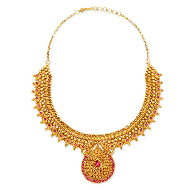 Queenly Antique Gold Necklace,,hi-res 