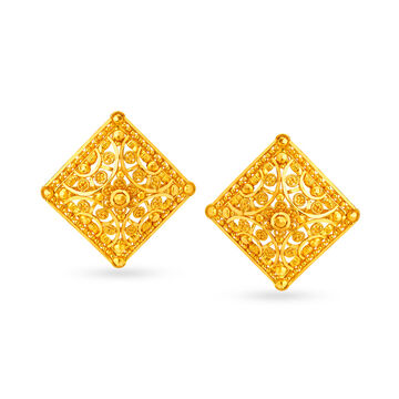 Ornate Gold Stud Earrings