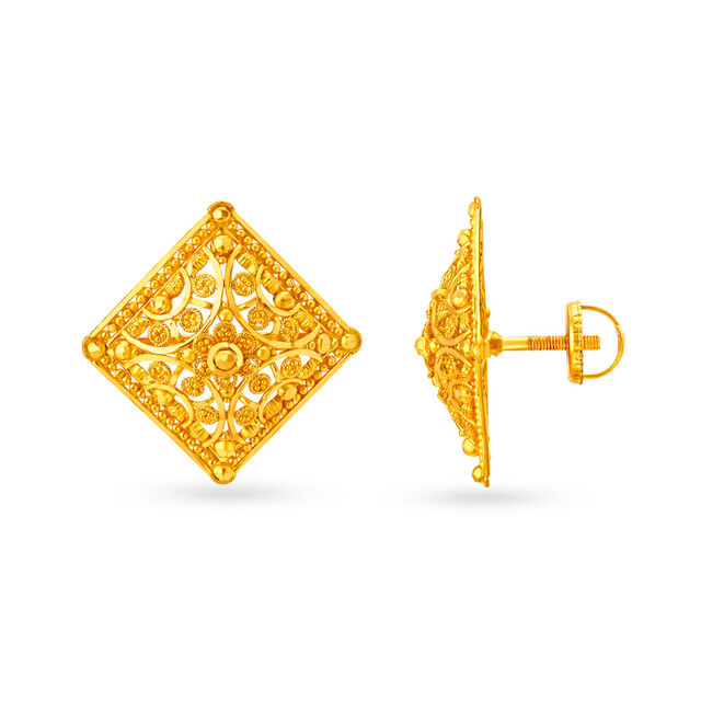 Ornate Gold Stud Earrings 2