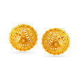 Traditional Round Stud Rawa Work Earrings with Floral Centres 