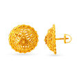 Traditional Round Stud Rawa Work Earrings with Floral Centres 2