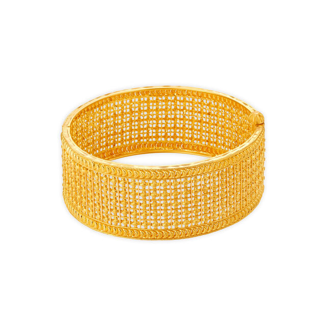 Resplendent 22 Karat Yellow Gold Cross Lattice Bangle 