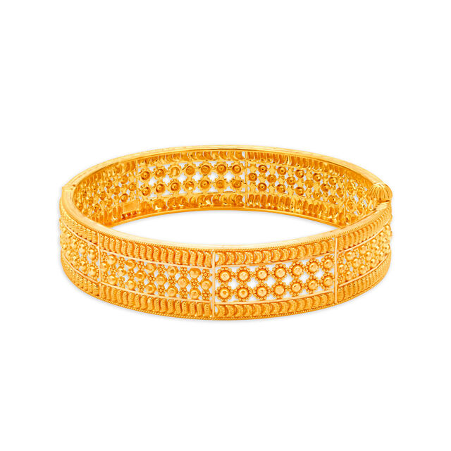 Glittering 22 Karat Yellow Gold Beaded Bangle