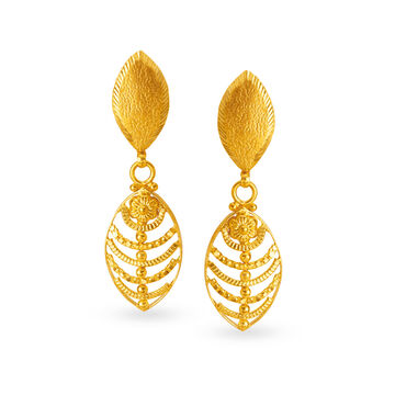 Gold Leaf Long Drops 22 Karat Yellow