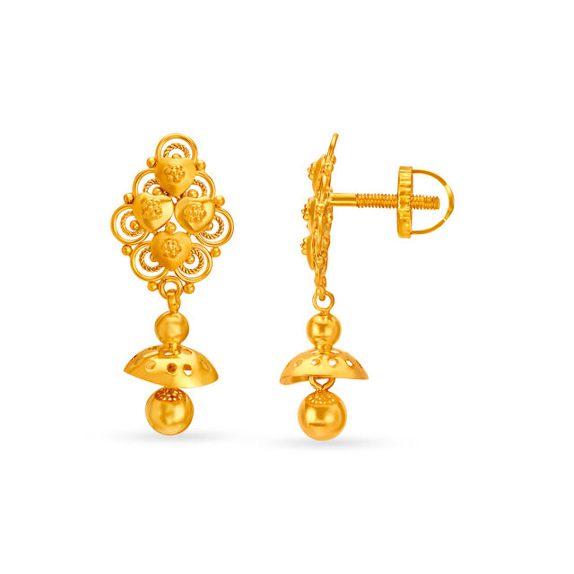 Fancy Antique Traditional Gold Drop Earrings,,hi-res 2