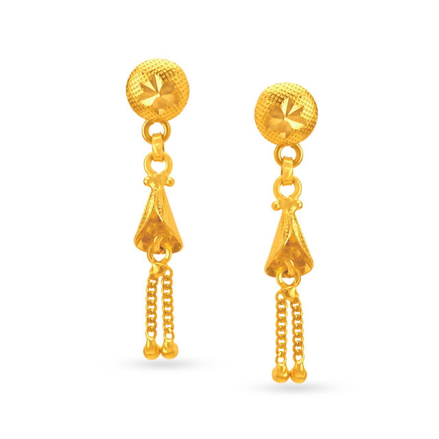 Vivacious 22 Karat Yellow Gold Floral Conical Drops,,hi-res 