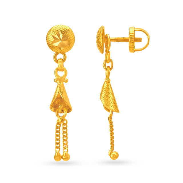 Vivacious 22 Karat Yellow Gold Floral Conical Drops,,hi-res 3