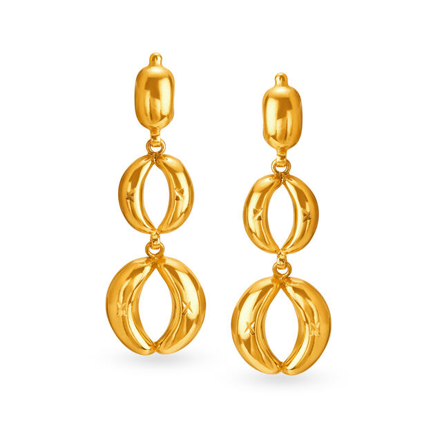 Half Moon Gold Drop Earrings,,hi-res 