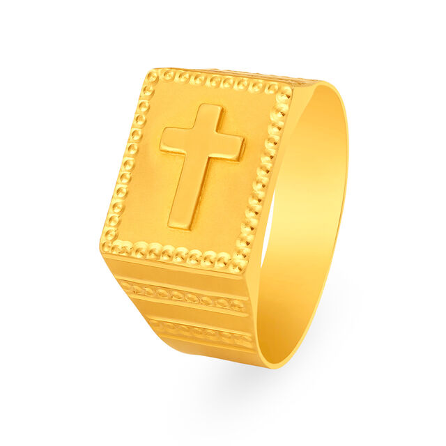 Graceful 22 Karat Yellow Gold Cross Ring,,hi-res 