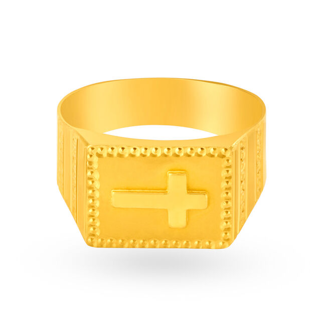 Graceful 22 Karat Yellow Gold Cross Ring,,hi-res 2