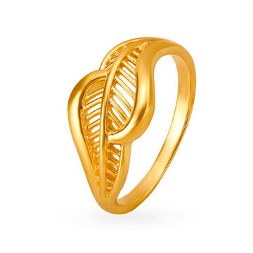 Eclectic 22 Karat Yellow Gold Leaf Finger Ring