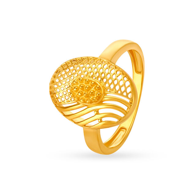 Artsy Mesh Pattern Ornate Gold Finger Ring,,hi-res 