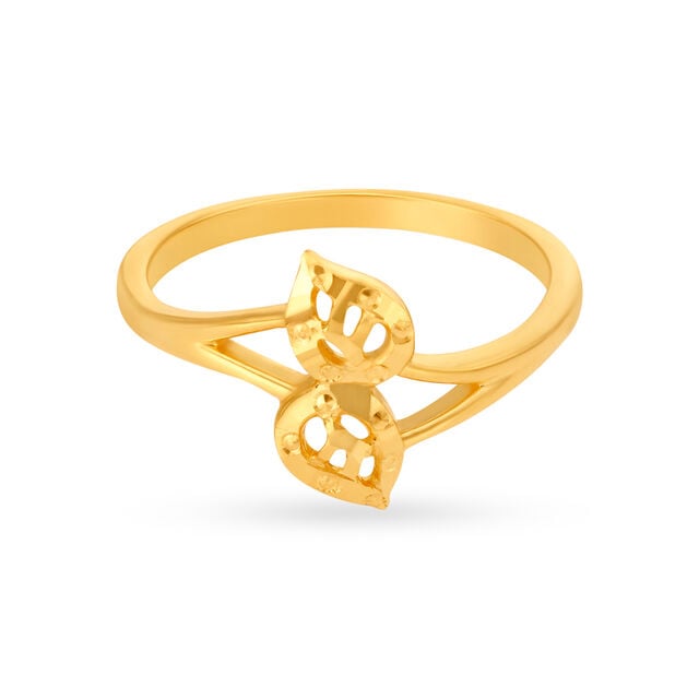 Enrapturing 22 Karat Yellow Gold Leaf Finger Ring,,hi-res 2