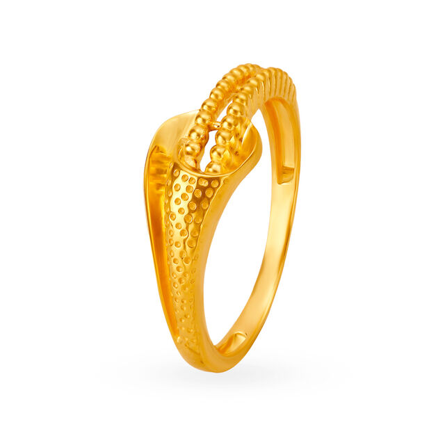 Eccentric 18 Karat Yellow Gold Beaded Finger Ring 
