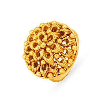 Elaborate Antique Floral Gold Mesh Ring