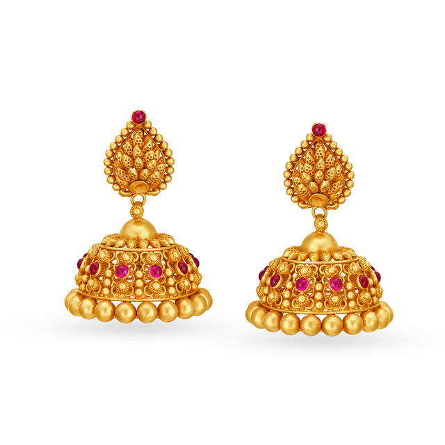 Traditional Antique Gold Jhumkas 