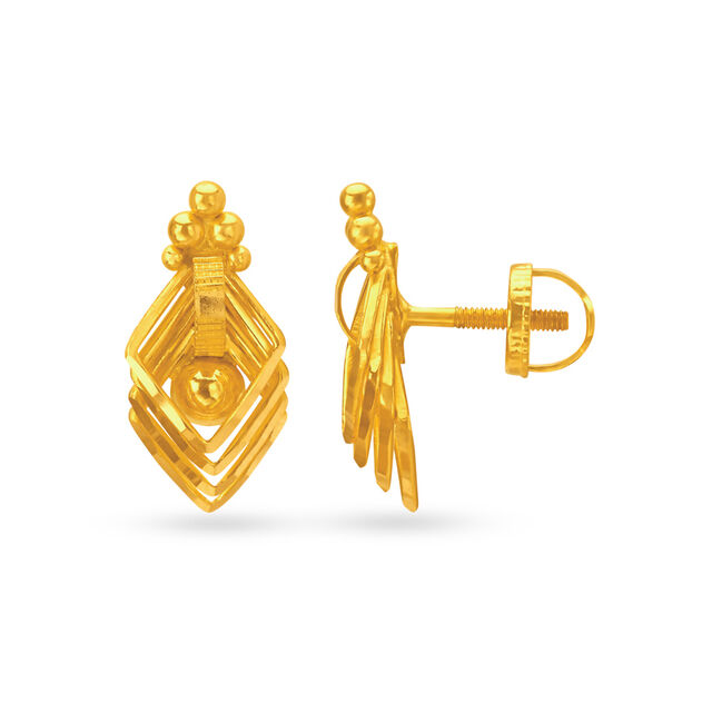 Chic 22 Karat Yellow Gold Geometric Pattern Studs 2