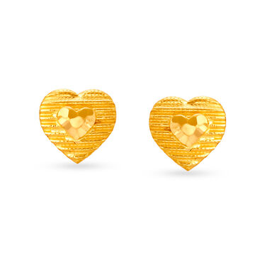 Charming 22 Karat Yellow Gold Heart Studs