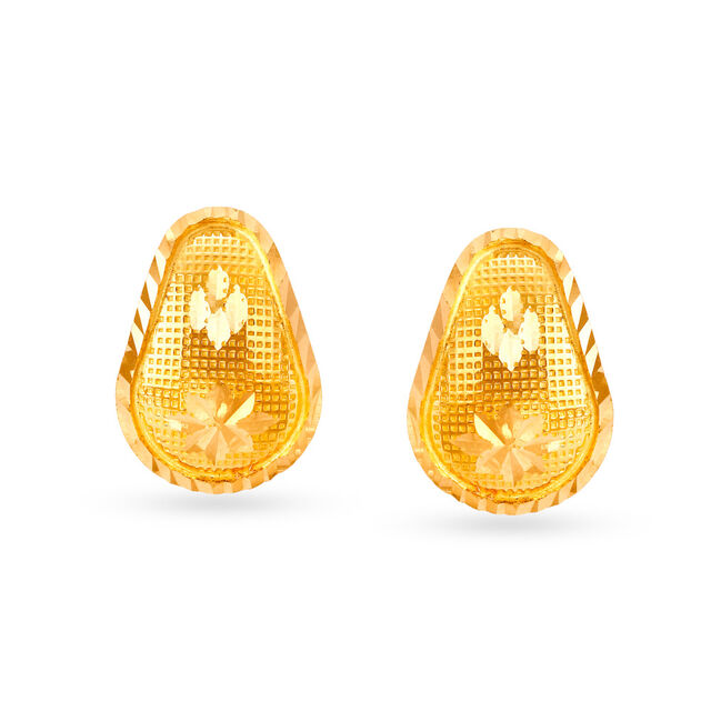 Glittering 22 Karat Yellow Gold Ovoid Studs 