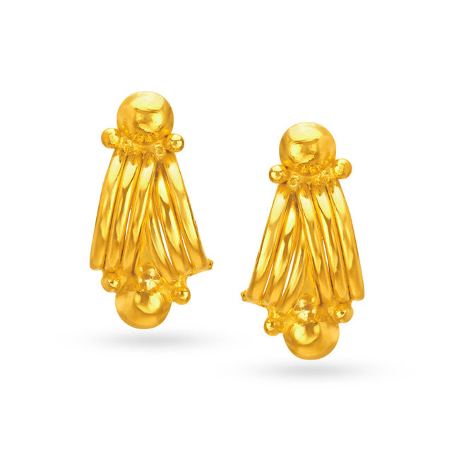 Modern 22 Karat Yellow Gold Beaded Studs 
