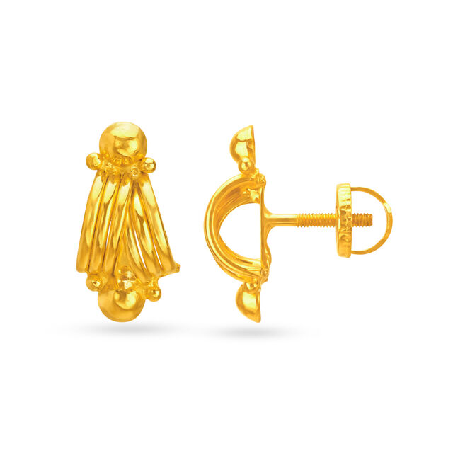 Modern 22 Karat Yellow Gold Beaded Studs 2