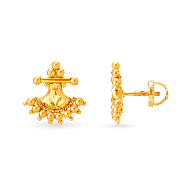 Tanishq 22 Karat Yellow Gold Stud Earrings 2