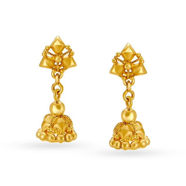 Traditional Opulent Floral Gold Drop Earrings,,hi-res 
