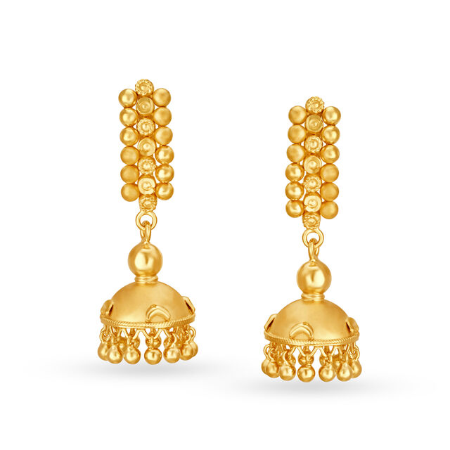 Striking 22 Karat Yellow Gold Danglers With Beads,,hi-res 