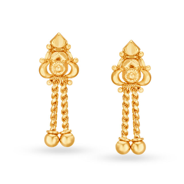 Riveting 22 Karat Yellow Gold Danglers With Chains,,hi-res 
