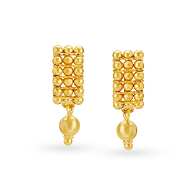 Contemporary Filigree Luminous Gold Drop Earrings 