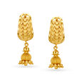 Gorgeous 22 Karat Yellow Gold Leaf Patterned Drop Earrings,,hi-res 