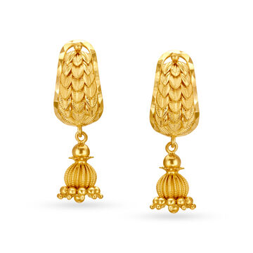 Gorgeous 22 Karat Yellow Gold Leaf Patterned Drop Earrings