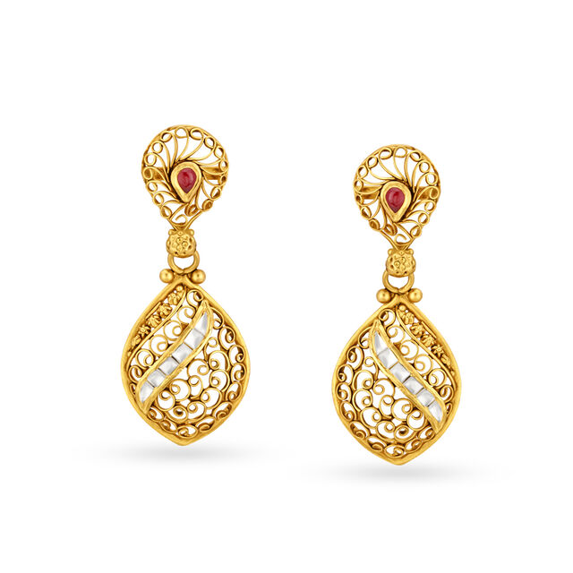 Ethereal Filigree Work Gold Necklace Set,,hi-res 3