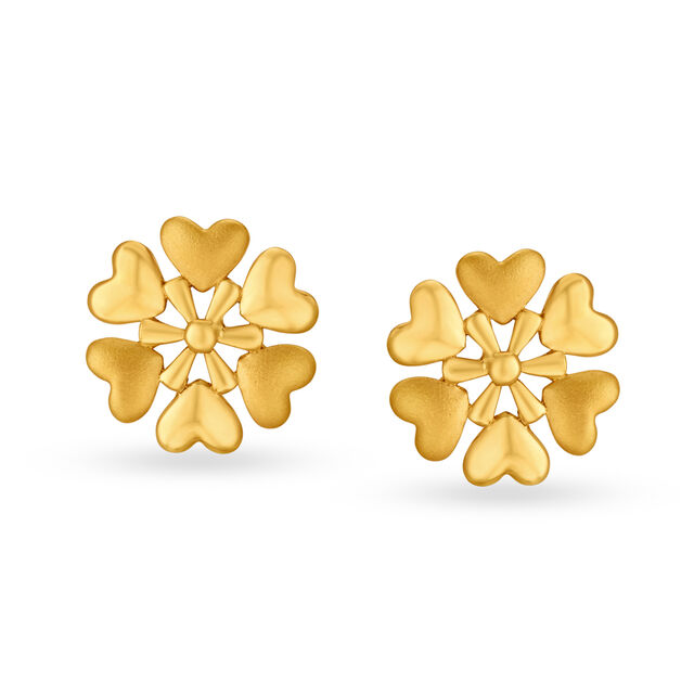 Adorable 22 Karat Yellow Gold Heart Studs 