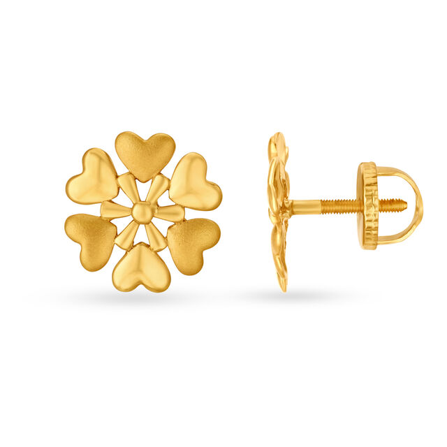 Adorable 22 Karat Yellow Gold Heart Studs 2