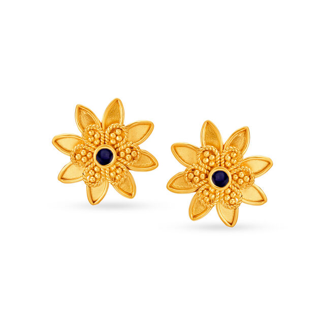 Floral Gold Stud Earrings 