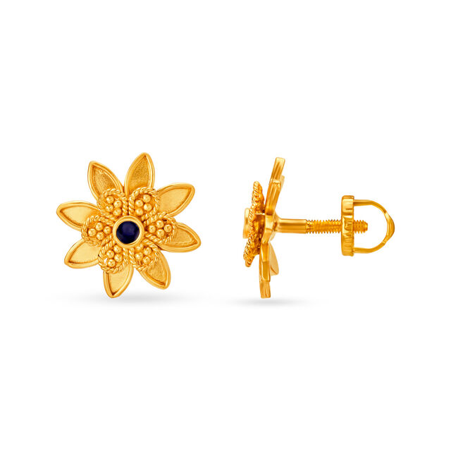 Floral Gold Stud Earrings 2