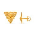 Stunning Flower Design Gold Stud Earrings 2