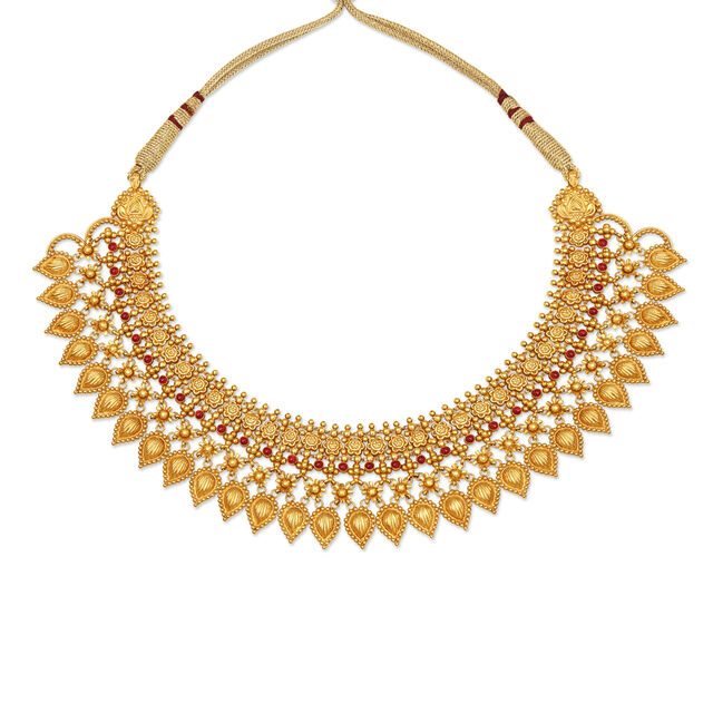 Layered Floral Gold Necklace Set