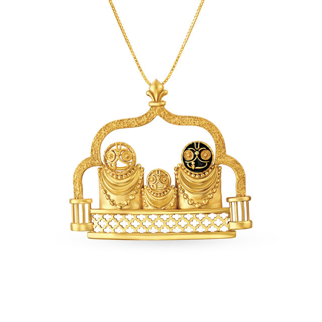 Striking Lord Jagannath Gold and Enamel Pendant 