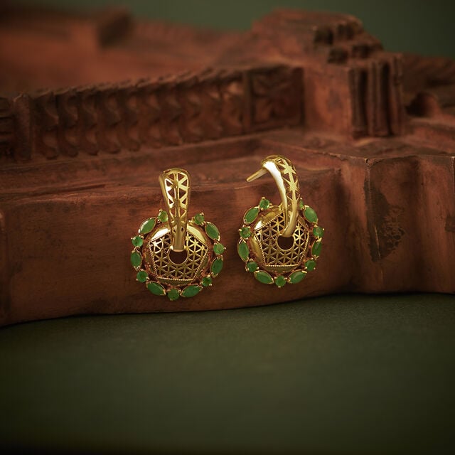 Lush Bloom Emerald Hoop Earrings 