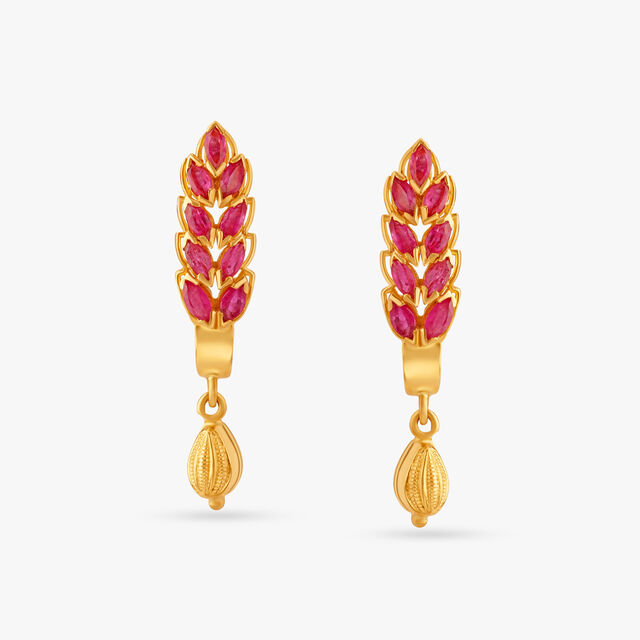 Exquisite Ruby Hoop Earrings 