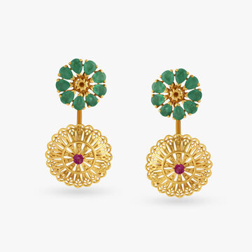 Majestic Ruby and Emerald Stud Earrings