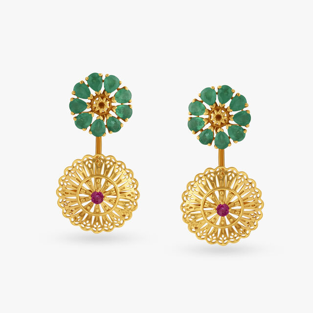Majestic Ruby and Emerald Stud Earrings 
