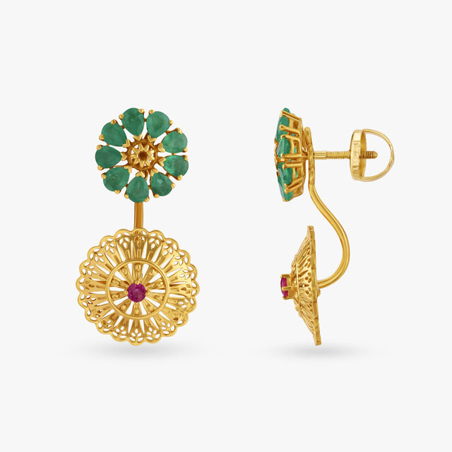 Majestic Ruby and Emerald Stud Earrings 2