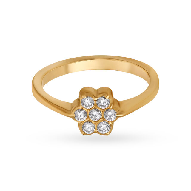 Delicate 22 Karat Yellow Gold And Diamond Finger Ring 2