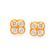 Dainty 22 Karat Yellow Gold And Diamond Square Studs,,hi-res 