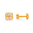 Dainty 22 Karat Yellow Gold And Diamond Square Studs,,hi-res 2